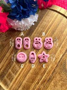 Patriotic Clay Cutter Set, 1/2/7Pcs Polymer Clay Cutters, DIY Craft Tool For 4th Of July Clay Jewelry Making - Pink - View 3
