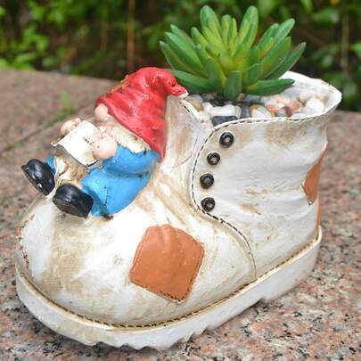 Chậu trồng cây bằng nhựa hình chiếc giày độc đáo - Thiết kế hình chiếc giày ngón chân cái cổ điển, có lỗ thoát nước, chậu hoa trang trí trong nhà/ngoài trời, thích hợp cho cây mọng nước và các loại cây nhỏ.