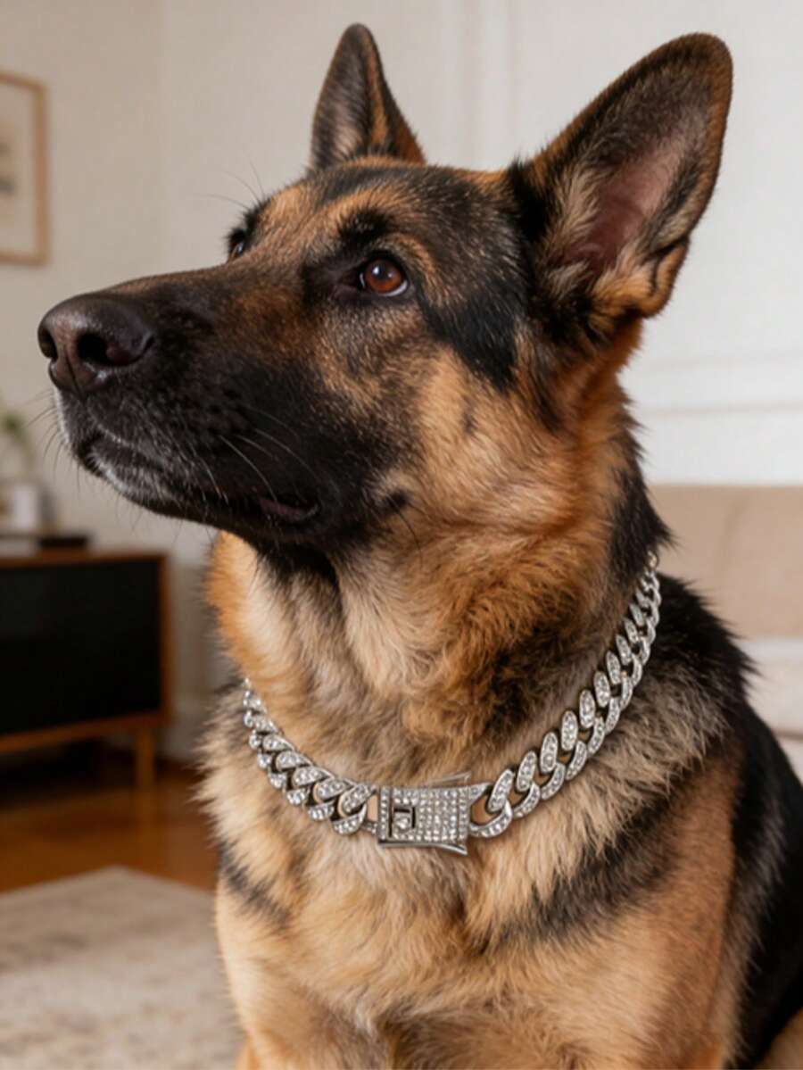 1 pieza Collar brillante para mascotas de 13mm, material ligero, collar decorativo para perros, collar de moda para mascotas con diamantes completos, accesorios de cadena decorativa para mascotas, perros y gatos pequeños, medianos y grandes, adecuado para uso diario y fiestas, excelente regalo de cumpleaños para mascotas