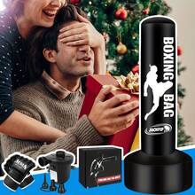 68'' Punching Bag For Adults, Freestanding Heavy Bag With Pump And Gloves, Kick Boxing Bag With Stand Inflatable Kicking Bag For Training MMA Muay Thai Fitness - 黑色 - 查看 5