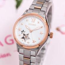 Đồng hồ CITIZEN Classic Mechanical Series 100 mét chống nước, tự động, dây đeo bằng thép không gỉ, đồng hồ Nhật Bản và Hàn Quốc, mặt số trắng, 34mm, dành cho nữ, PC1009-78B - trắng - Xem 3