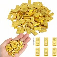 66pcs Mini Realistic Gold Bar Decor, Made Of Durable Plastic With Electroplating, Suitable For Handmade Home Decor, Retro Style, Anime Theme, Living Room And Easter Decoration - Multicolor - View 7