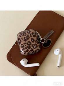秋冬季半透明豹纹耳机保护套+挂件套装，兼容苹果4/3/2/Pro 2/Pro - 咖啡棕 - 查看 3