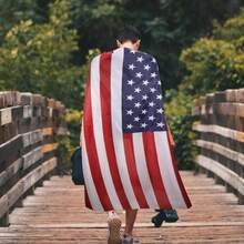 4th Of July American Flag Cape Cloak, USA Flag Costume Cape For Women Men 4th Of July Independence Day Accessories Halloween Party Supplies - 90x150cm/35x59inch - View 7
