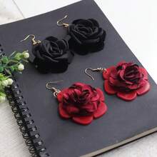 1 Pair Delicate Rose Flower Shaped Earrings, Suitable For Daily Wear, Gift For Women - Multicolor - View 5