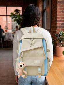 Shendy Vendy Backpack With Large Capacity, 5-Piece Set Fashionable Cool Youth Backpack Pencil Case Laptop School Student - MOD100 乳霜 - 查看 2