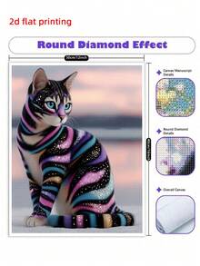 2D Flat Printing Frameless 5D DIY Full Drill Diamond Painting Large Size, Shiny Kitten, Suitable For Beginners And Craft Lovers, Indoor Decor Painting, Best Craft Gift For Mother's Day, Easter, Wedding - View 5
