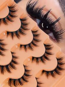 False Eyelashes, Lightweight 3D Curl, False Eyelashes, Cat-Eye Eyelashes, Fluffy Mink Strip False Eyelashes, Fox-Eye Eyelashes, 5 Pairs, Strip Eyelashes, Eyelashes, False Eyelashes - View 7