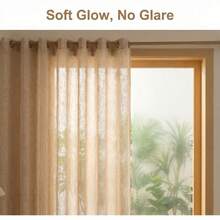 1pc European Style Minimalist Colorful Woven Thickened Linen Sheer Curtain, Suitable For Bedroom, Living Room, Balcony, Study, Partition, Provides Privacy, Multi-Color Options, All Season Use - Apricot - View 5