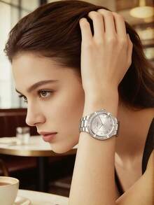 Guess Women's Quartz Stainless Steel Three-Hand Watch, Stainless Steel Case/Scratch-Resistant Glass GW0033L1 - Silver - View 4