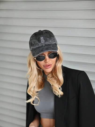 1顶多功能卡通兔子印花水洗棒球帽，男女通用新款户外休闲防晒遮阳帽