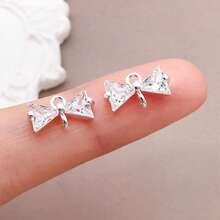 2 chiếc mặt dây chuyền hình nơ pha lê ngôi sao sang trọng, cao cấp 7x12mm, mạ đồng 18K, bạc dày, bạch kim, thích hợp làm vòng tay, vòng cổ, bông tai, phụ kiện trang sức cho đám cưới, tiệc tùng. - Nhiều màu - Xem 14