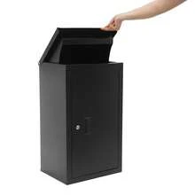 ZhdnBhnos Package Delivery Boxes For Outside | 25.4x11.42x14.96 Inch Lockable Parcel Drop Box | Wall Mounted Extra Large Mailbox For Parcel | Home Parcel Box For Porch Yard | With Anti-Theft Baffle | Black - Variant,4 - View 5