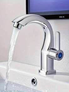 现代单孔浴室水龙头，带侧喷 - 哑光黑阀芯，符合人体工学的弧形出水嘴，安装简便，适用于酒店和家庭浴室，塑料材质，单冷水龙头 - 彩色 - 查看 9