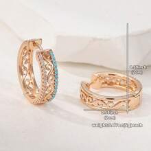 Pendientes de cobre hueco de lujo y moda para mujer, adecuados para uso diario y vacaciones, un regalo ideal para ella - Dorado - Ver 6