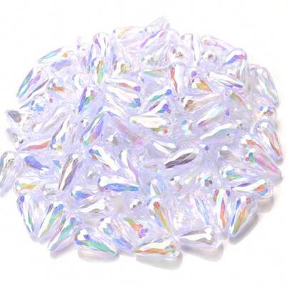 30/60pcs 9x18mm Transparent Acrylic AB Shiny Teardrop Beads Charms For DIY Bracelet Necklace Jewelry Making, Decorative Beads,Handmade Crafts Beads,Tassel Use Beads