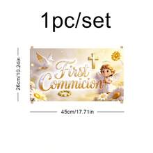 First Holy Communion God Bless Faith Hope Love Photo Prop Hanging Banner, Suitable For Catholic Christian Religious Communion And Baptism Ceremony - Holy Communion - View 7