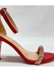 Ana Marie Sandal With A 9 Cm Stiletto Heel, Rhinestone Details And Elegant Design, Ideal For Special Occasions. - 紅色 - 查看 2