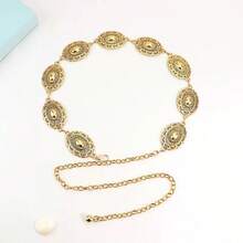 1件装女士波西米亚风金属时尚腰链 - 金色 - 查看 2