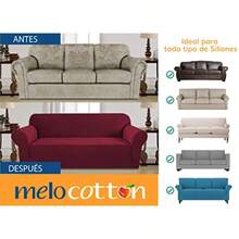 Melocotton - Juego de Protector Cubre Sala Elástico Strech Fit. Renueva tu Sala sin gastar más. Juego Completo: Incluye Protectores de Sofá de 1 2 y 3 plazas. Ideal para Mascotas Couch Cover  527665 - GRIS OXFORD - Ver 3