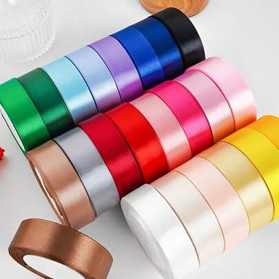 2.5厘米单面缎带装饰，DIY系带，彩色缎带，礼品包装，蛋糕盒包装