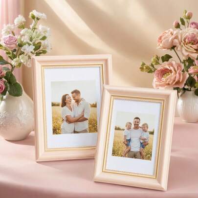 1 khung ảnh nhựa kiểu mộc mạc, màu hồng nhạt vân gỗ, để bàn hoặc treo tường, ảnh dọc/ngang, thích hợp trang trí đám cưới, Ngày của Mẹ, lễ tốt nghiệp, kỷ niệm, quà tặng ngày lễ, trang trí phòng trưng bày tại nhà.
