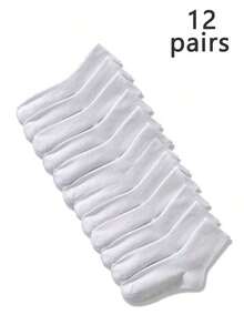 12 Pairs Unisex Black & White Striped Breathable Moisture Wicking All-Match Daily Versatile Socks, Fall - 均碼 - 查看 5
