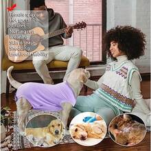 Dog Recovery Suit Female Y Surgery Small Puppy  Zper Closure Cotton Stred Woun Protect Surgical Suit Plain Purple XS - Blank Purple Suit - View 2