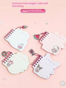 SANRIO Mặt dây chuyền dễ thương, Sổ tay học sinh di động hoạt hình chất lượng cao, Sổ tay lò xo hình dáng đặc biệt. - ngẫu nhiên - Xem 4