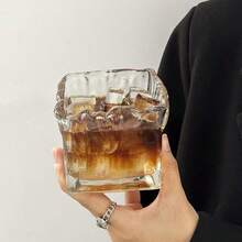 Niche Design Retro Square Glass Latte Cup, Ice Ball Whiskey Glass, Breakfast Oatmeal Bowl - White and Transparent - View 10