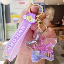 1pc Casual Flowing Sand Star & Seashell Creative Bag Charm, Couple Pendant, Small Gift, Car Accessory - Multicolor - View 5