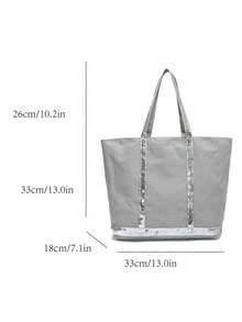 This French Sequin Fashion Handbag Has A Large Capacity, With A Unique Retro Shoulder/Crossbody Design, Very Suitable For Daily Commuting, Student Life, Work, Shopping, Outdoor Activities, Going Out, And Shopping In Specialty Stores And Other Occasions. - Grey - View 3