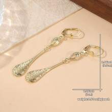 Handcrafted Luxury Gold Long Pendant Earrings, Elegant Jewelry For Women, Leaf-Shaped Design, Bohemian Style Creative Accessory, Excellent Holiday Gift - Gold - View 7