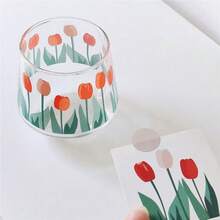 ins风郁金香玻璃杯，大容量家用餐厅水杯，耐热复古美学杯 - 白色 - 查看 2