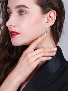 1/5对哥特朋克Y2K情感金属风耳环，星形尖刺链耳环，银合金耳环，男女通用 - 銀色 - 查看 8