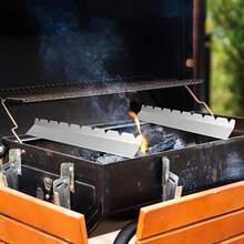 2pcs Stainless Steel Barbecue Rack Set, Anti-Deformation Skewer Holder, Suitable For Kitchen, Yard, Camping, Metal Cooking Utensils, Outdoor Cooking Equipment | Streamlined Metal Rack | Sturdy Construction, Kebab Rack, Multi-Purpose Kebab Rack, Anti-Deformation And Anti-Stick, Barbecue Skewer Holder Set, Stainless Steel Tableware. Essential For Barbecue. Suitable For Barbecue, Party, Camping, Gathering. Father's Day Gift - A - View 6