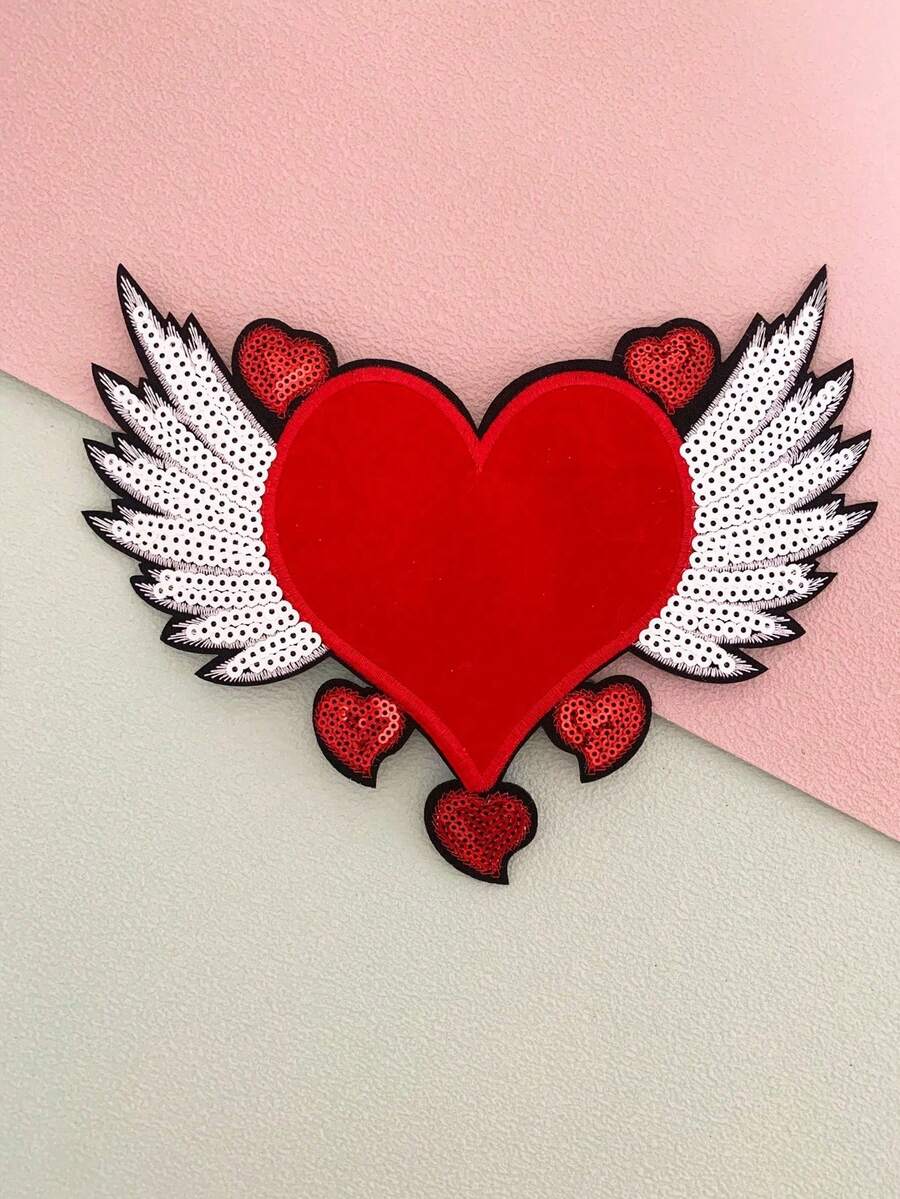 1 miếng vá thêu hình trái tim, huy hiệu thêu ủi tự làm, vật tư may vá - nhiều màu - Xem 1