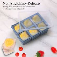 1/2 Cup Silicone Freezer Tray With Lid - Silicone Freezer Molds 2 - Pack Meal Prep Freezing Of Various Sauces And Other Dishes, Makes 12 1/2 Cup Portions Cubes Blue 2 Pack - 藍色 2 件裝 - 查看 4