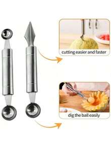 Stainless Steel Double-Headed Melon Baller Fruit Scoop Carving Knife For Commercial Kitchen And Home Use - Multicolor - View 4