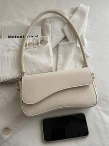 Fashionable Leopard Print Asymmetrical Flap Vintage Minimalist Elegant Shoulder Bag - Beige - View 2