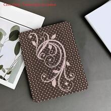 1个棕色波点粉色百合透明背板平板电脑保护套，带笔槽、多角度支架，兼容iPad 10.9/10.2/Air 第五代/Pro 11/10代/9.7/Air 2/7/8代/Air 4/5/Air 13/11(M3 2025)/11(A16 2026) - 彩色 - 查看 2