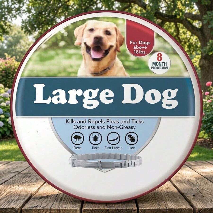 Large Dog Flea & Tick Collar With Plant-Based Formula, Waterproof & Bite-Resistant, 8-Month Protection, Comfortable & Effective - 淺灰色 - 查看 1