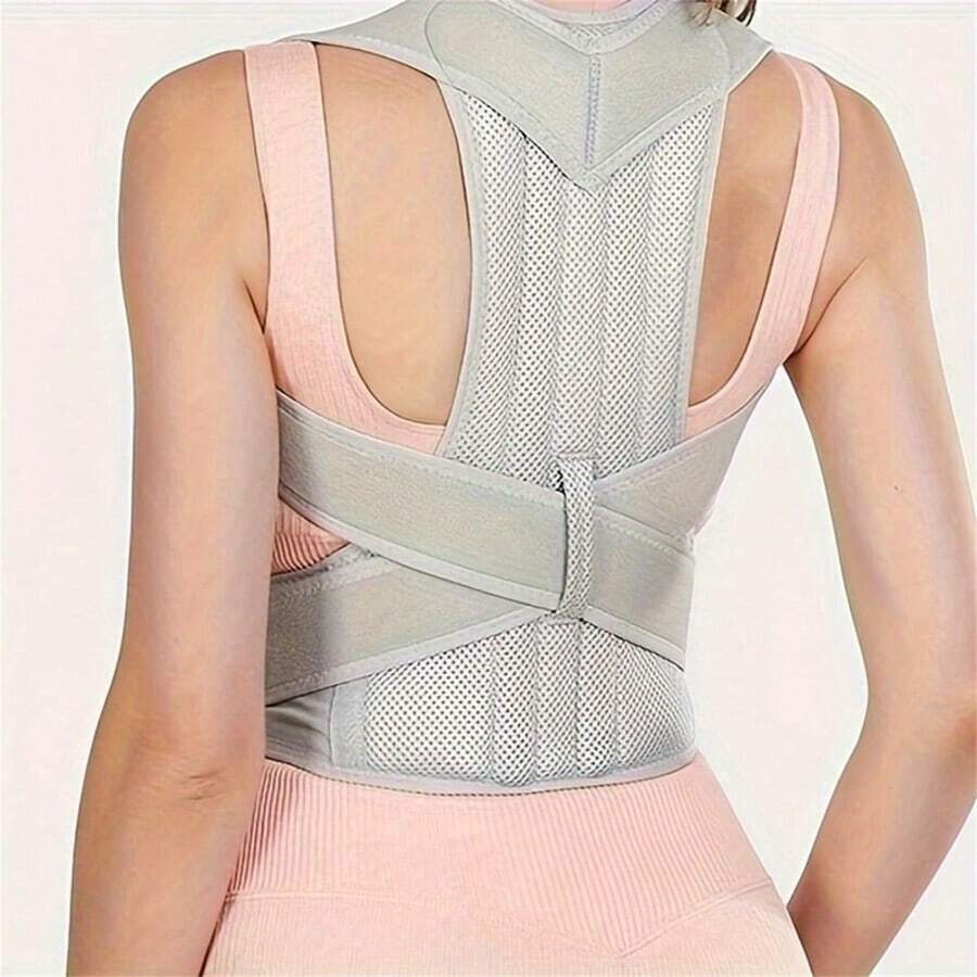 Cinta Corretora Postural Ergonômica Cinza (1 unidade) – Suporte Elástico Ajustável, Tecido Respirável, Lavável à Mão, Corretor Postural para Homens e Mulheres, Medicina Esportiva, Design Ergonômico para Correção Postural, Material Respirável, Cinta para as Costas, Alça de Ombro Ajustável Unissex, Design Confortável e Respirável, Aumenta a Autoconfiança, Leve e Flexível, Ideal para Uso Diário, Escritório, Esportes e Fitness - multicolorido - Ver 1