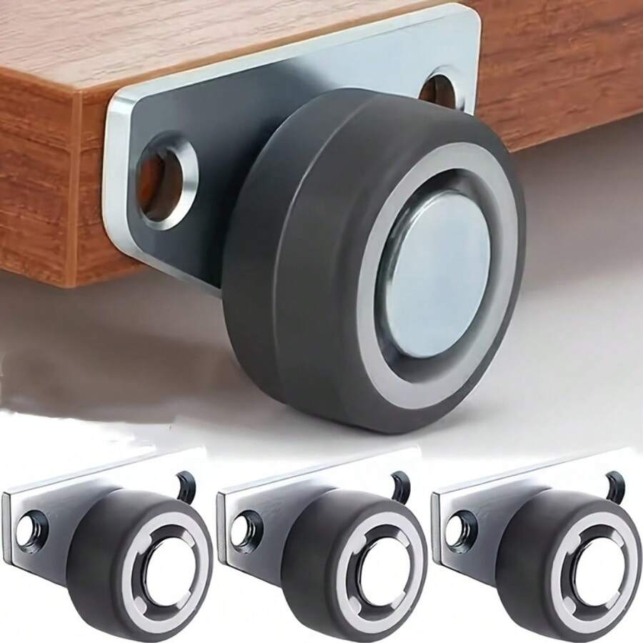 12个耐用静音抽屉家具脚轮，4个静音轮+8个螺丝，1.25英寸侧装式，金属表面工业平底，现代美学 - A - 查看 1