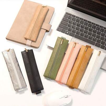 轻便耐用的笔袋，配有松紧带，有粉色、黑色等多种颜色可选，适合学校、办公室和日常使用，可作笔袋、松紧带笔盒、桌面收纳袋。