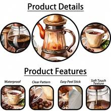 1/2pcsExquisite Coffee Wall Stickers, Retro-Style Decals, Removable, Self-Adhesive, And Waterproof, Suitable For Coffee Shops, Kitchens, Bakeries, And Bar Counter Decoration. - ملصقات جدارية للقهوة - مشاهدة 5