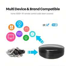YFK WiFi Infrared RF 433/315MHz Universal Smart Remote Control And Controller For Home Appliances, Supports Air Conditioners, TVs, Curtain Motors, Roller Blinds, DVDs, Projectors, Wireless Light Switches, Controlled Via Doodle Smart & Smart Living Apps, - Big Black Remote Control - View 3