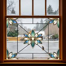 1pc European Retro Static Cling Window Sticker, Luxury Floral Pattern Combination, Glueless Self-Adhesive, Vintage High-End Decor For Glass Windows - Multicolor - View 4