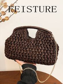 2026 Spring/Summer New Arrival Women Handbag, Woven Body Tote Bag - Coffee - View 9
