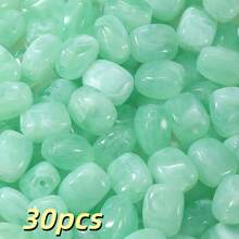 30 piezas de 13*10mm Cuentas sueltas asimétricas de aspecto de piedra acrílica de color mezclado, para hacer pulseras, collares, aretes, cadenas de teléfono, joyería y accesorios de manualidades de moda - perlas atenuadoras - Ver 14